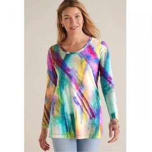 NAME YOUR PRICE• Soft Surroundings Dale Watercolor Long Sleeve Tunic Top M